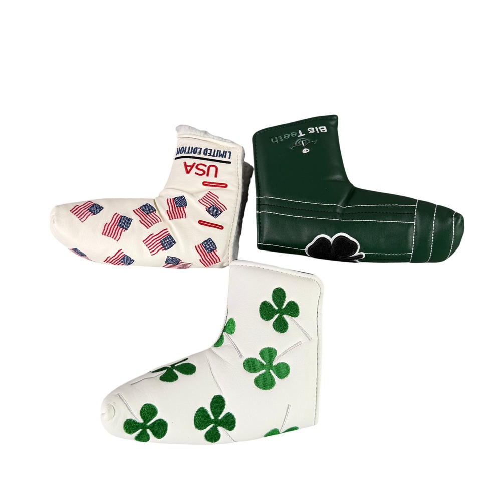 Lot of 3 Blade Putter Headcovers Shamrock Clover USA American Flag Golf Covers
